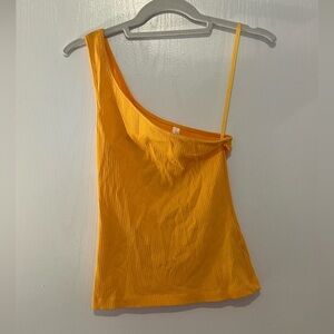 Anthropologie Orange One-Shoulder Top
